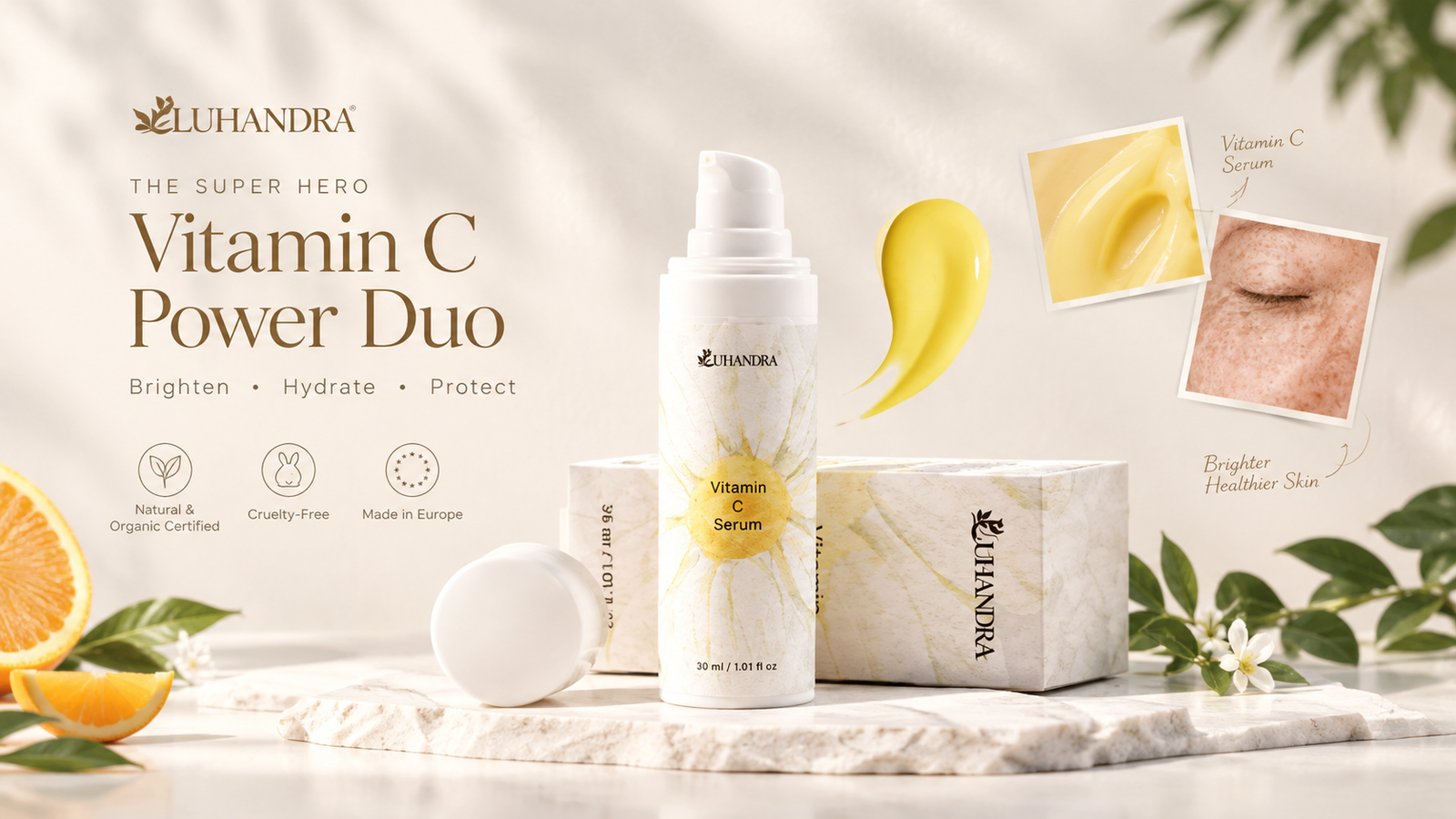 reklama serum witaminy c z pomarańczą